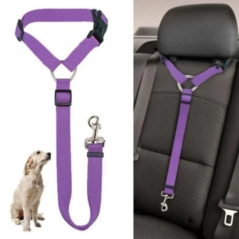 Pet Car Safety Belt – 2-in-1 Adjustable Seat Belt for Dogs & Cats
