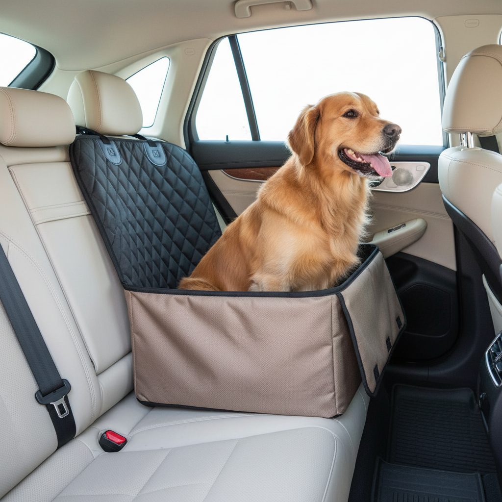 Dog in Car Booster Seat